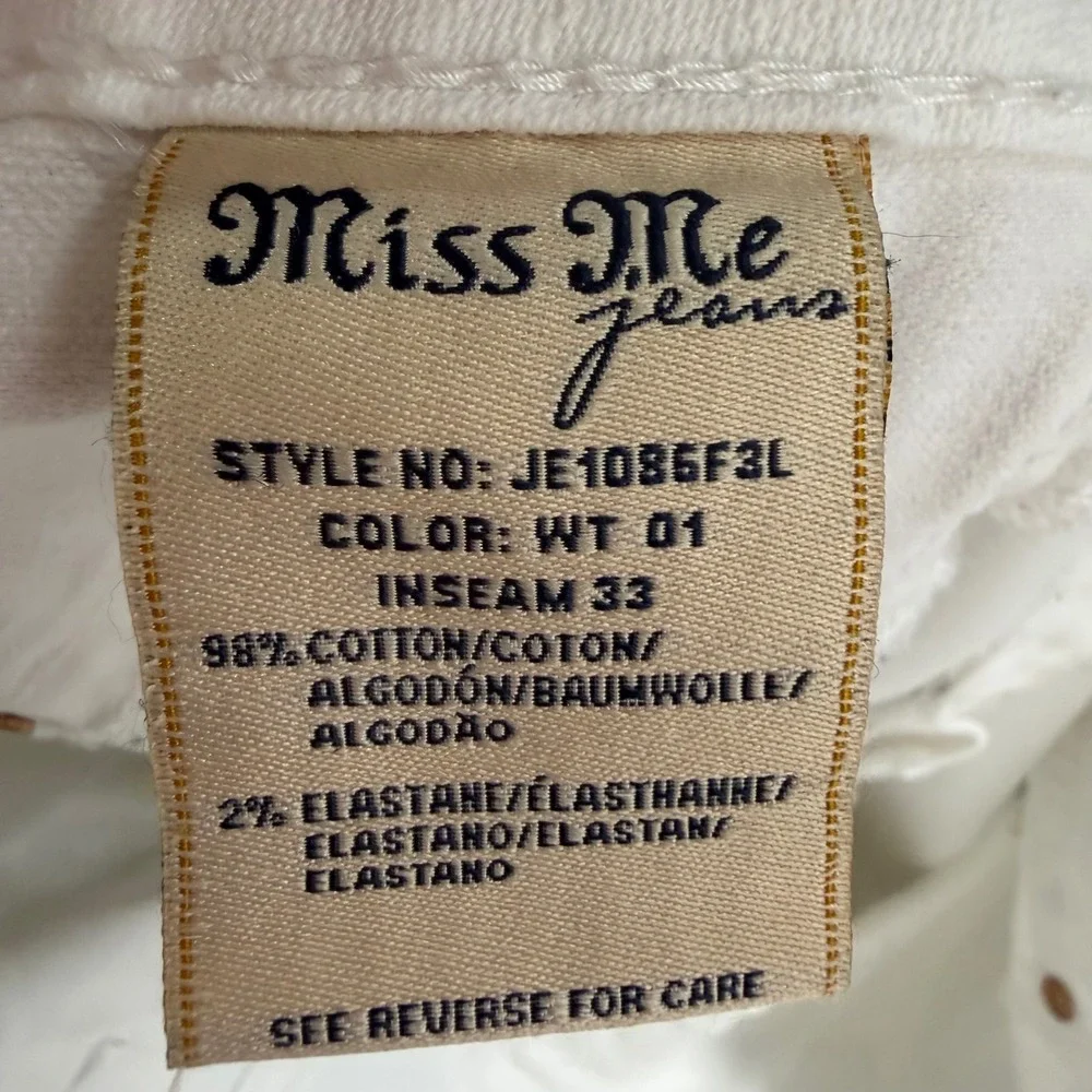 Miss Me Womens White Bootcut Jeans Rhinestone Embellished Y2K Denim Size 29